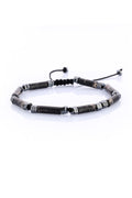 Black Marbled Cylinder Natural Stone Bracelet