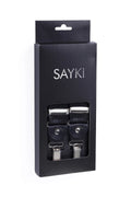 Black - Navy Elastic Brick Patterned Suspenders