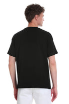 Black oversize crew neck t-shirt with short sleeves made from soft cotton for casual wear
