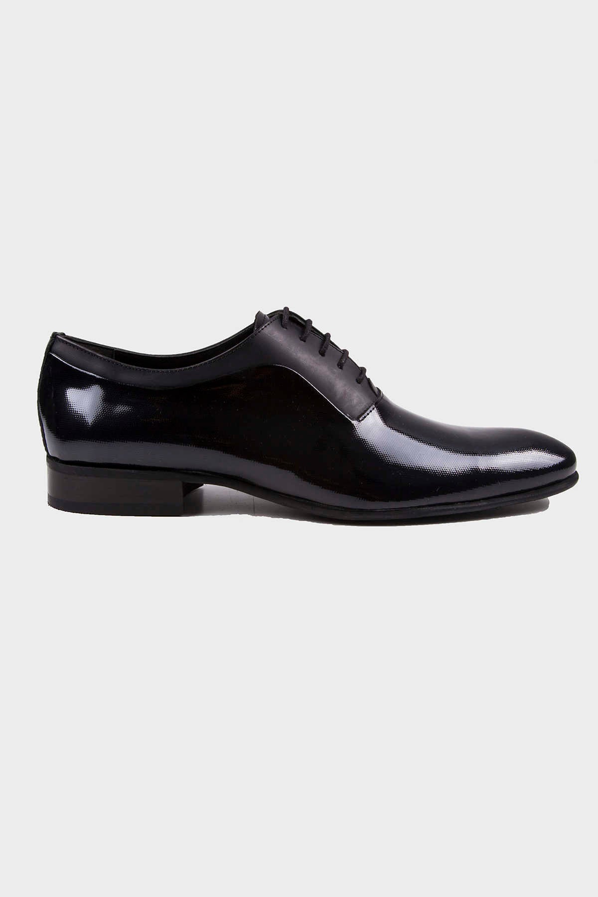 Black Patent Leather Lace-Up Oxford Tuxedo Shoes - SAYKI