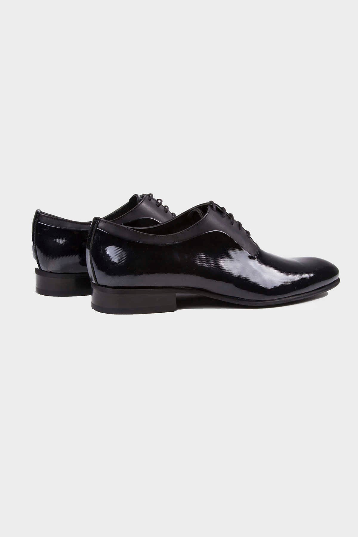 Black Patent Leather Lace-Up Oxford Tuxedo Shoes - SAYKI