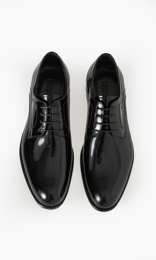 Black Patent Patent Leather Lace - Up Tuxedo Shoes - MIB