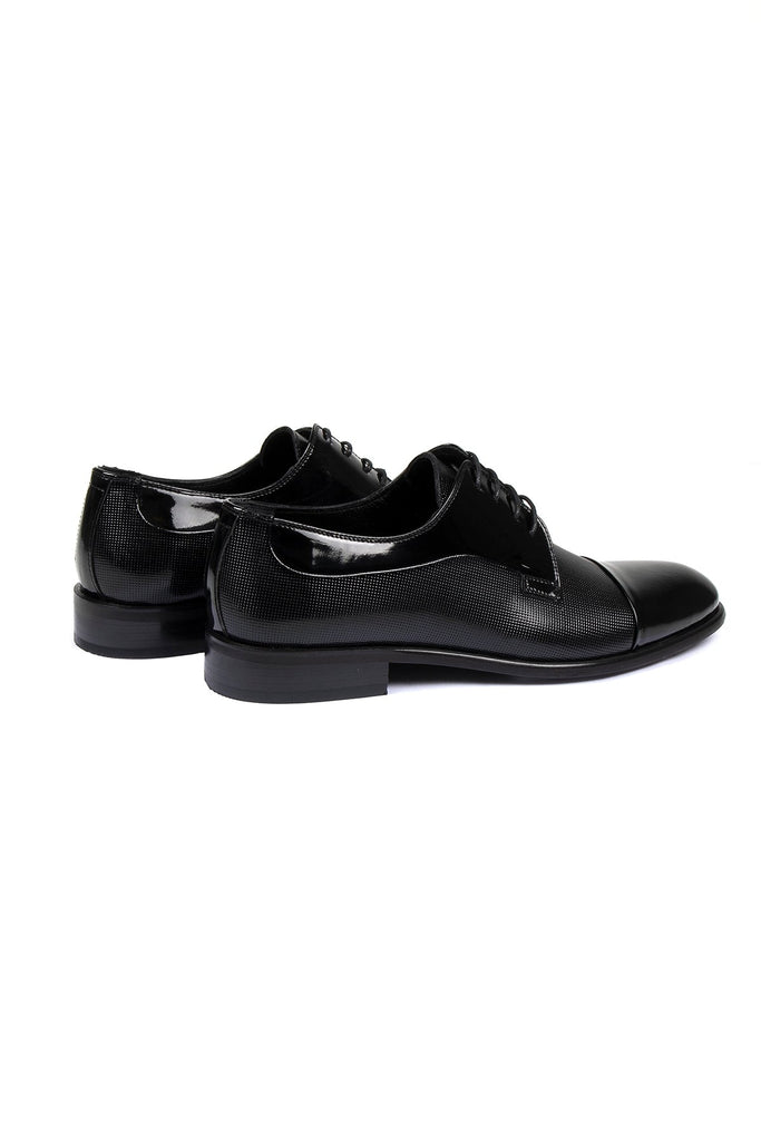 Black Patent Leather Lace-Up Tuxedo Shoes - MIB