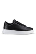 Black Pebbled Leather Lace Up Sneakers