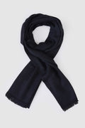 Black Textured Wool Winter Scarf