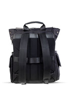 Black nylon and mesh backpack with reinforced straps and a top handle.
