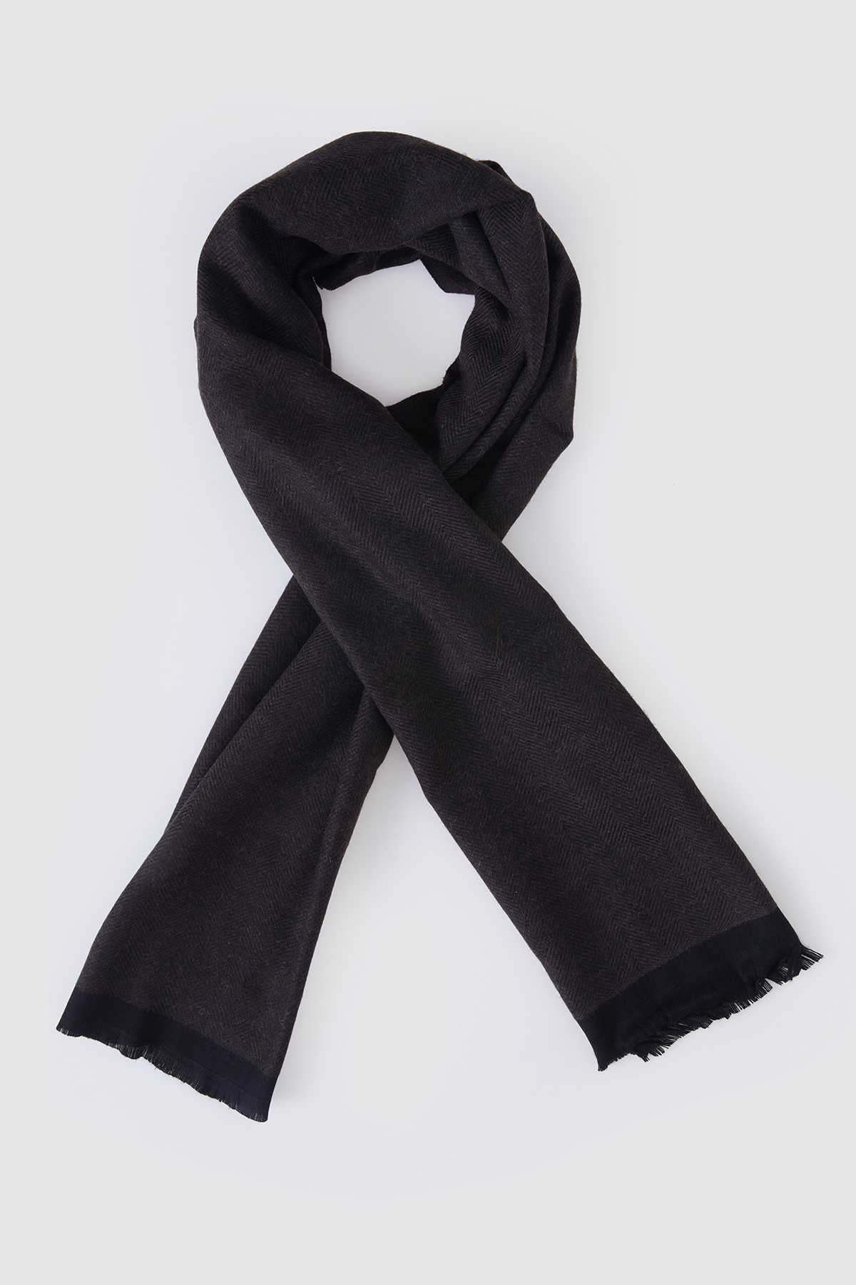 Brown Textured Wool Winter Scarf - MIB