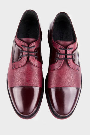Burgundy Casual Lace - Up Shoes in 100% Genuine Leather