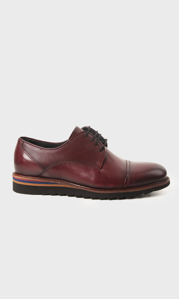 Burgundy Casual Lace-Up Shoes in 100% Genuine Leather