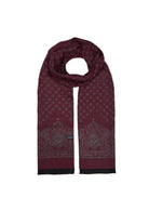 Burgundy - Gray Round Patterned Scarf - SAYKI
