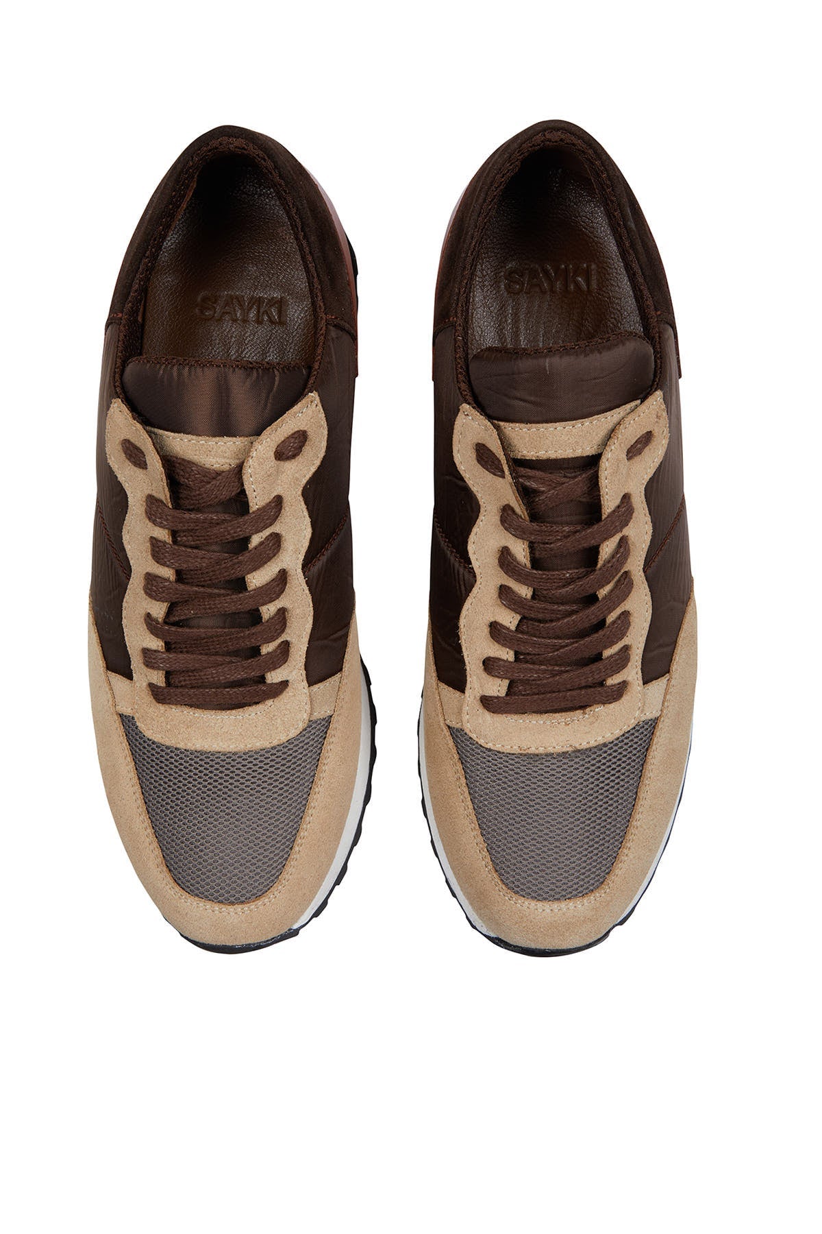 Casual 100% Genuine Leather Beige Lace-Up Shoes - SAYKI