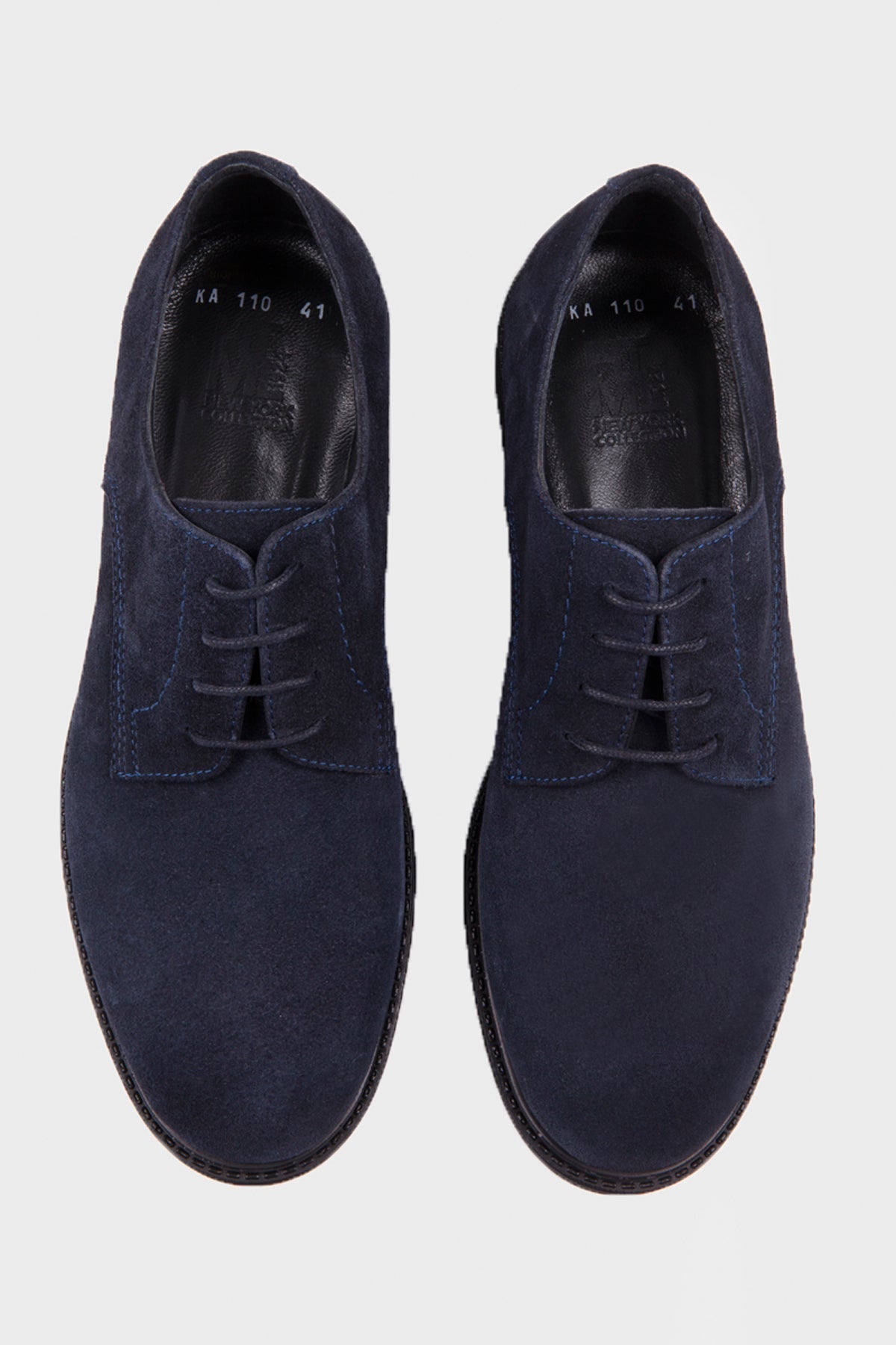 Casual 100% Genuine Leather Navy Lace-Up Shoes - SAYKI
