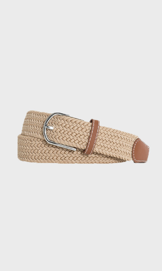 Casual Knitted Spandex Beige Belt - MIB