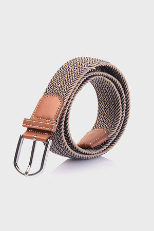 Casual Knitted Spandex Gray-White Belt - Beige-Navy / STD /
