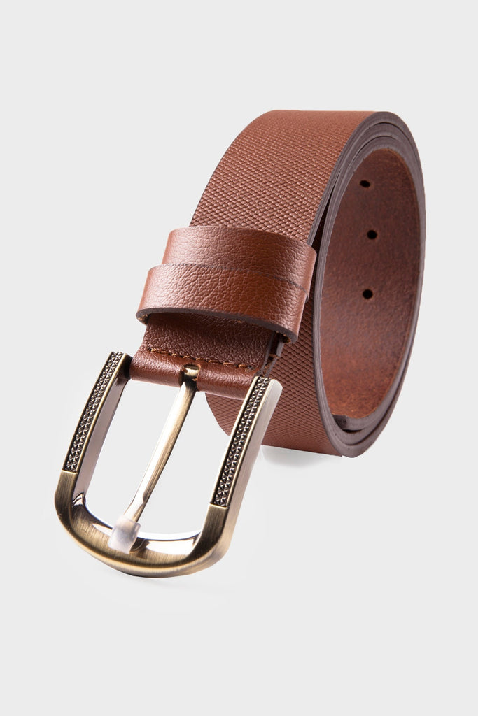 Casual Plain Leather Brown Belt - MIB