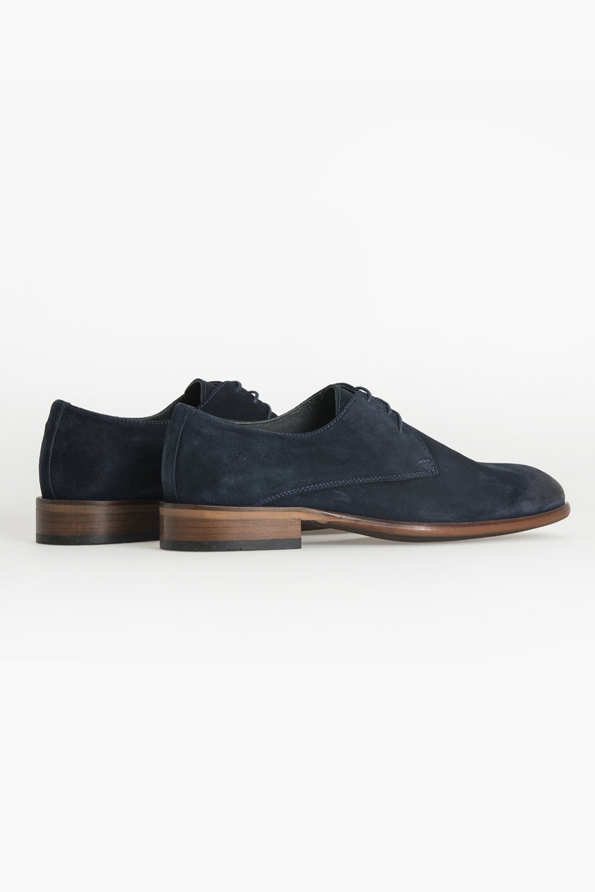 Casual Suede 100% Genuine Leather Navy Lace-Up Shoes - MIB