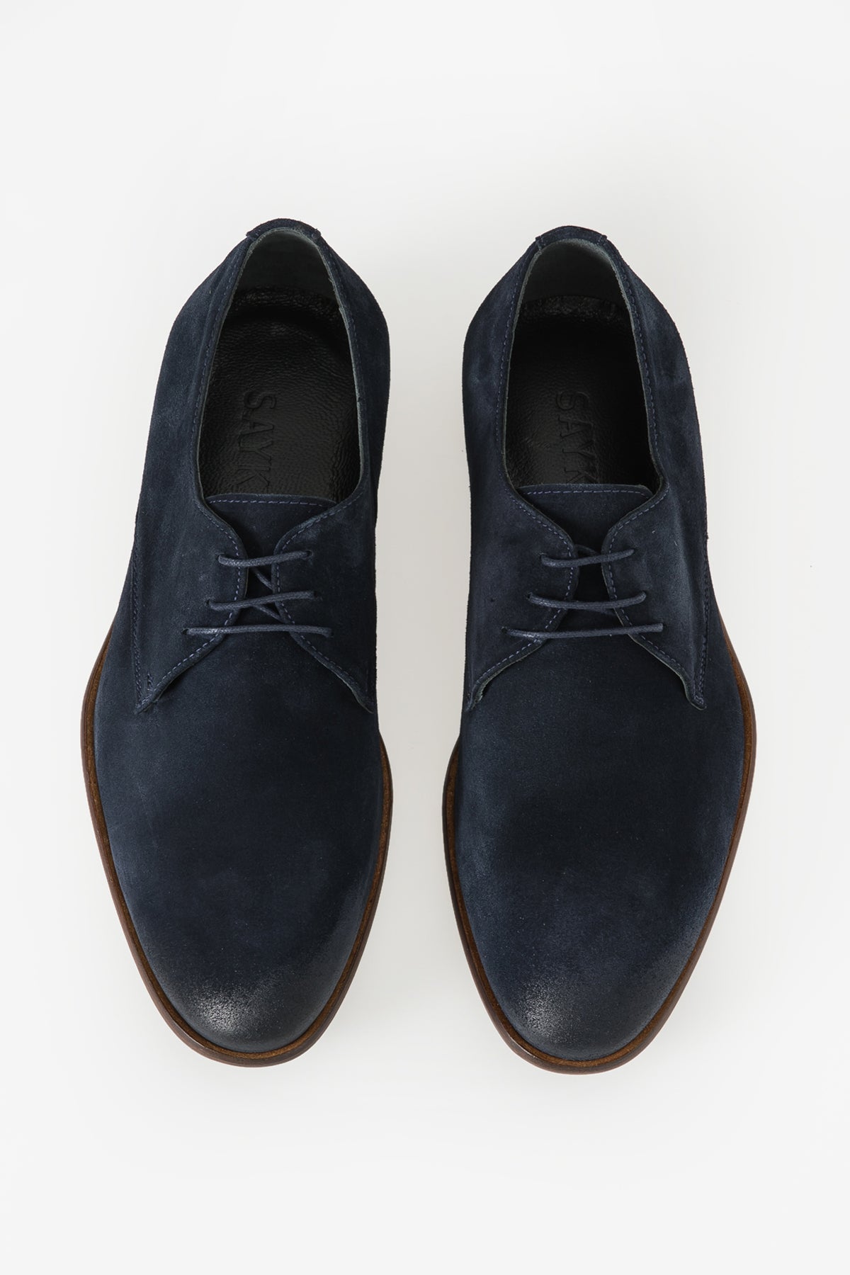 Casual Suede 100% Genuine Leather Navy Lace-Up Shoes - MIB