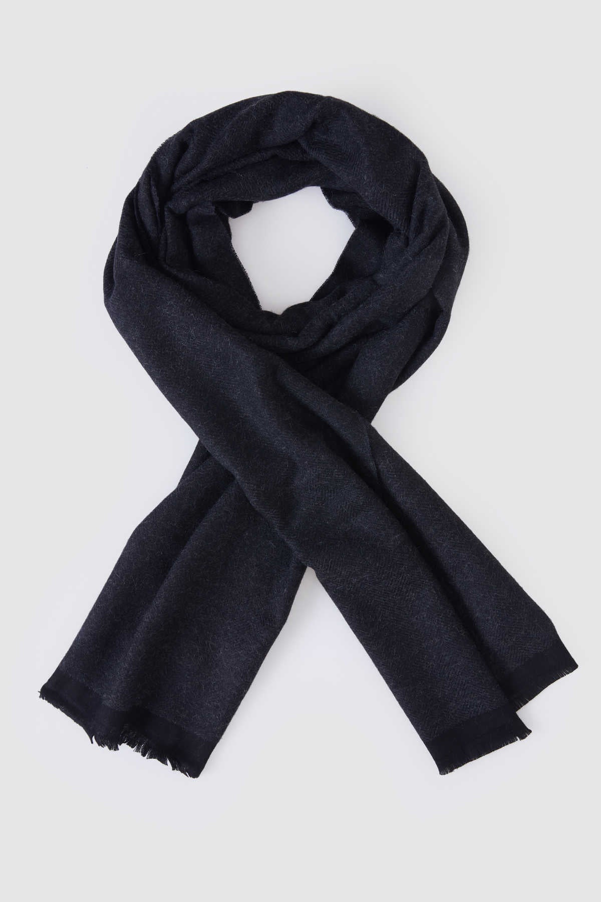 Charcoal Textured Wool Winter Scarf - MIB