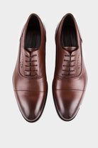 Classic 100% Genuine Leather Brown Cap Toe Lace-Up Shoes
