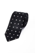 Classic 3-inch Cotton Blend Black Angled Floral Tie