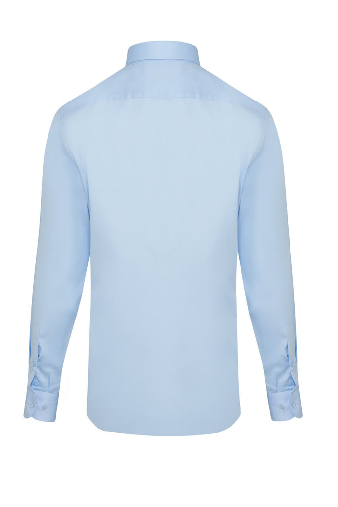 Classic Fit Long Sleeve Plain Cotton Blue Dress Shirt - MIB