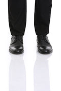 Classic Genuine Leather Black Aniline Cap Toe Lace-Up Shoes