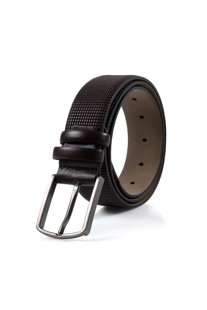Classic Patterned Leather Black Belt - SAYKI