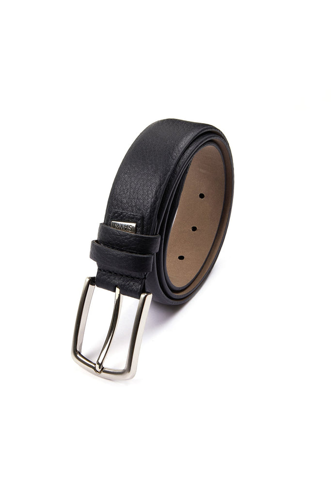 Classic Patterned Leather Navy Aniline Belt - MIB