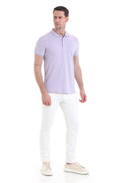 Comfort Fit Basic Cotton Lilac Polo T-Shirt - SAYKI