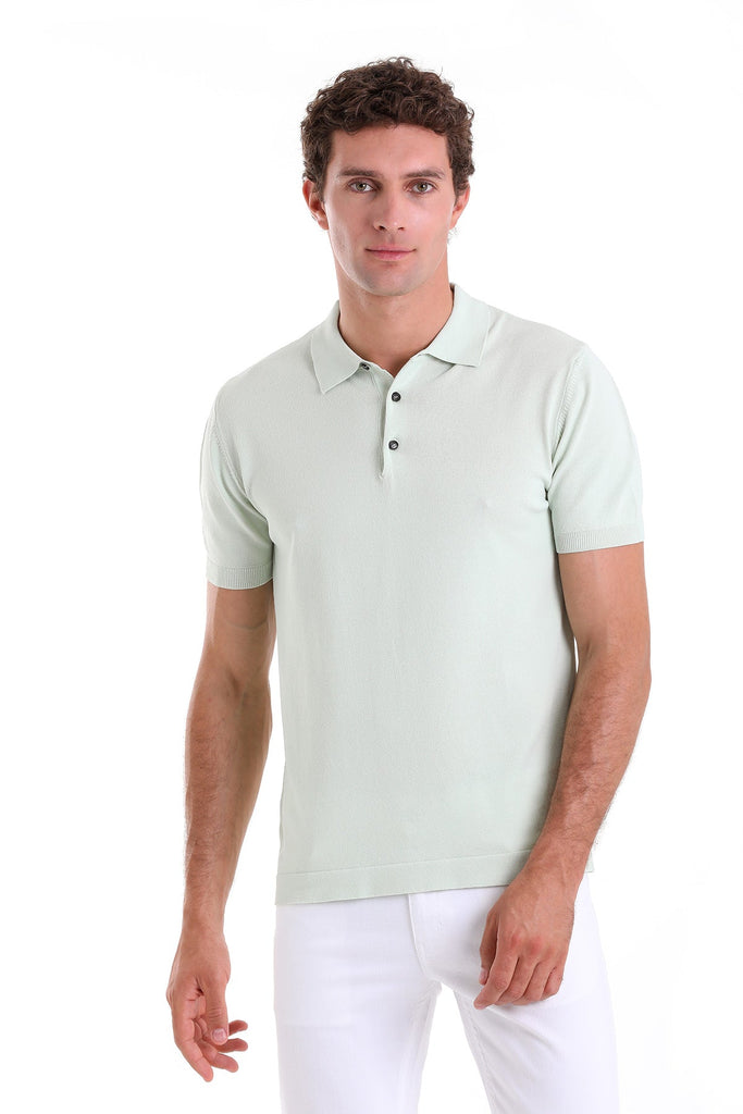 Comfort Fit Basic Light Green Polo T-shirt - MIB
