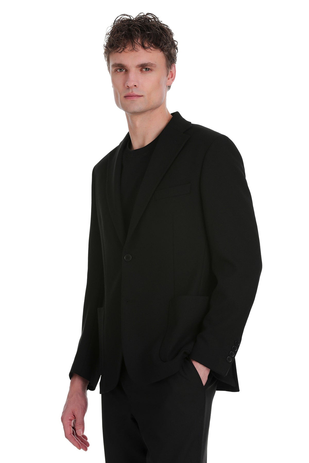 Comfort Fit Black Notch Lapel Classic Blazer - SAYKI