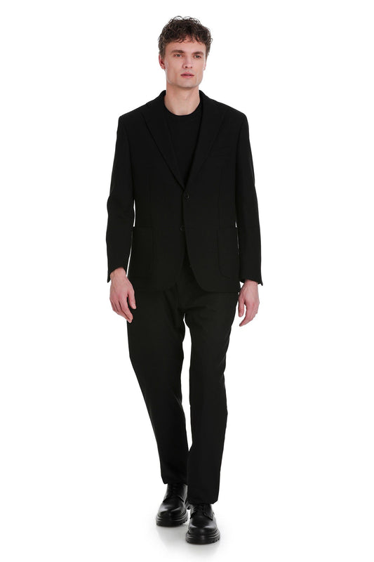 Comfort Fit Black Notch Lapel Classic Blazer SAYKI