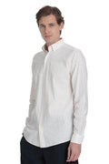 Comfort Fit Brick Pinstripe Linen Blend Casual Shirt