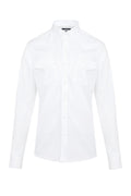 Comfort Fit Double Chest Pocket Cotton White Casual Shirt