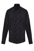 Comfort Fit Floral Printed Cotton Black Casual Shirt