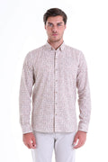 Comfort Fit Floral Printed Cotton Brick Casual Shirt