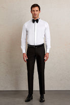 Comfort Fit French Cuff Cotton White Tuxedo Shirt - SAYKI