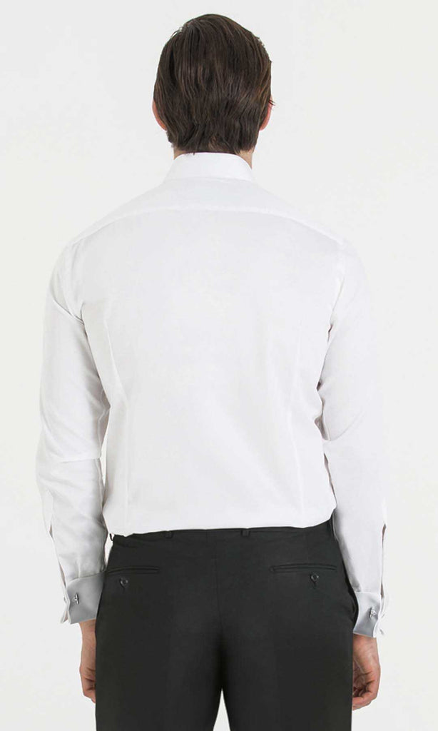 Comfort Fit French Cuff Plain Cotton White Dress Shirt - MIB
