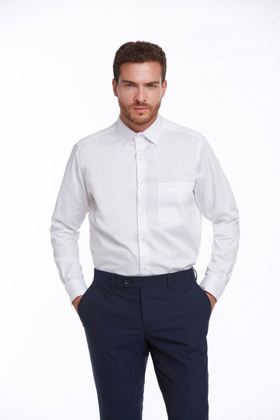 men white dress shirt Men's Comfort Fit White Cotton Dress Shirt - Long Sleeve