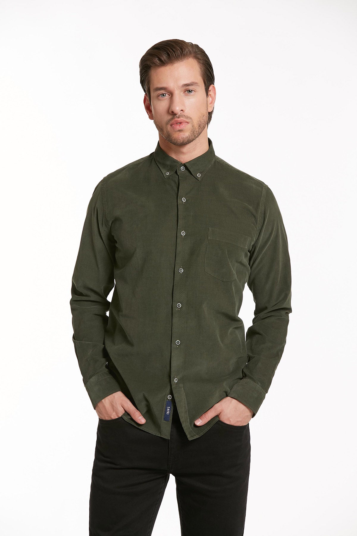 Men's Comfort Fit Khaki Cotton Dress Shirt - Long Sleeve - SAYKI XXL / 6 / Khaki Men's Comfort Fit Khaki Cotton Dress Shirt - Long Sleeve - SAYKI XXL / 6 / Khaki