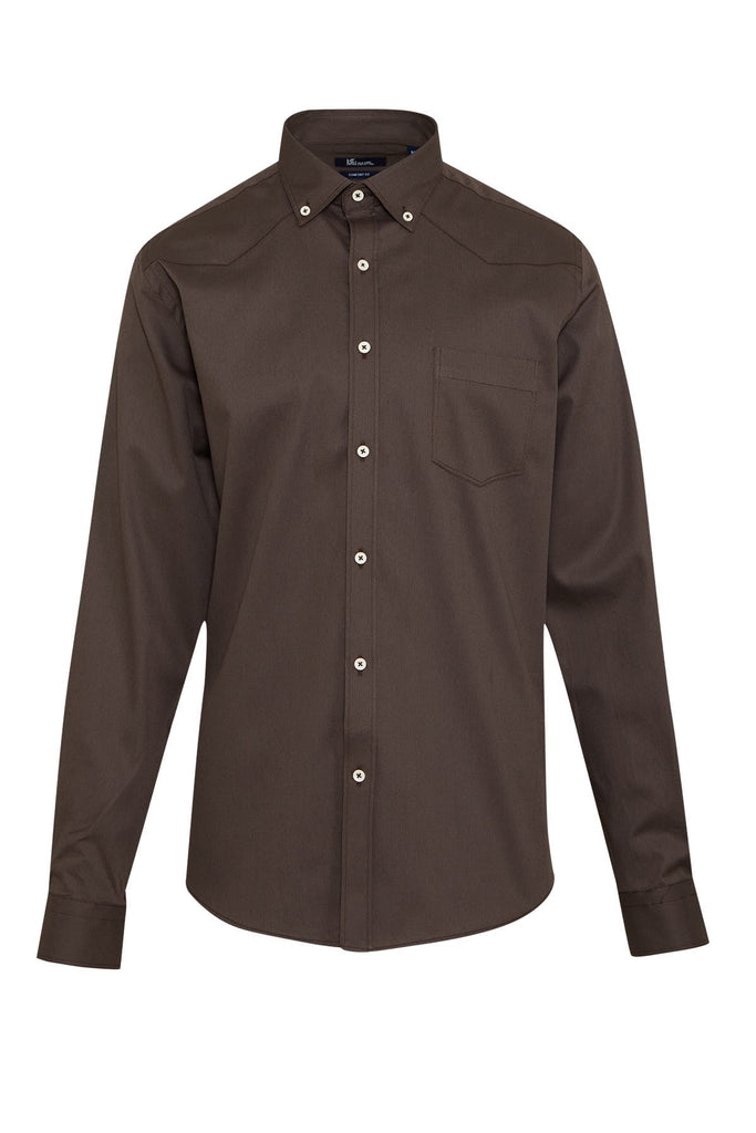 Comfort Fit Long Sleeve Patterned Cotton Brown Casual Shirt