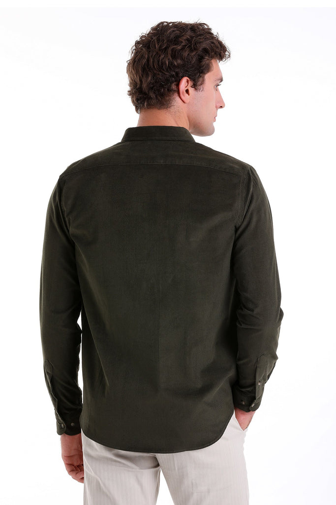 Comfort Fit Long Sleeve Plain Cotton Black Casual Shirt