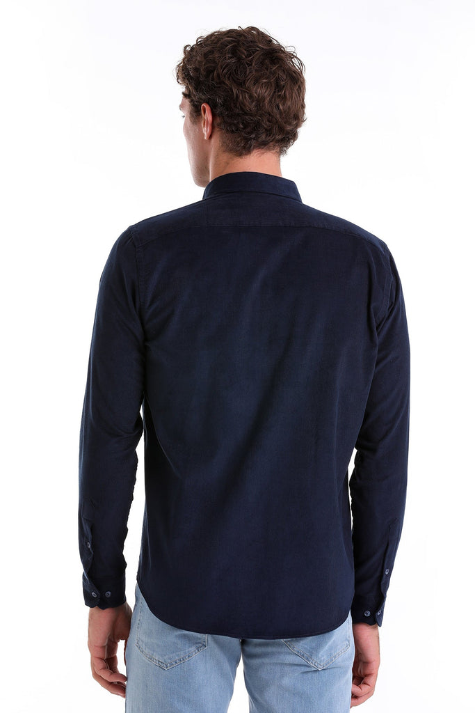 Comfort Fit Long Sleeve Plain Cotton Black Casual Shirt