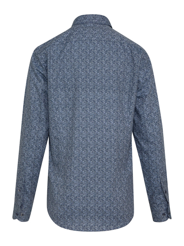 Comfort Fit Long Sleeve Printed Cotton Blue Casual Shirt