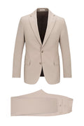 Comfort Fit Notch Lapel Beige Classic Suit