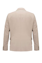 Beige men’s blazer with a sleek, tailored fit and subtle stitching details.