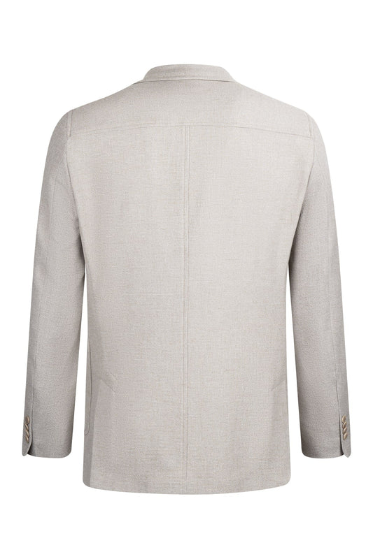 Comfort Fit Notch Lapel Linen-Blend Mink Classic Blazer