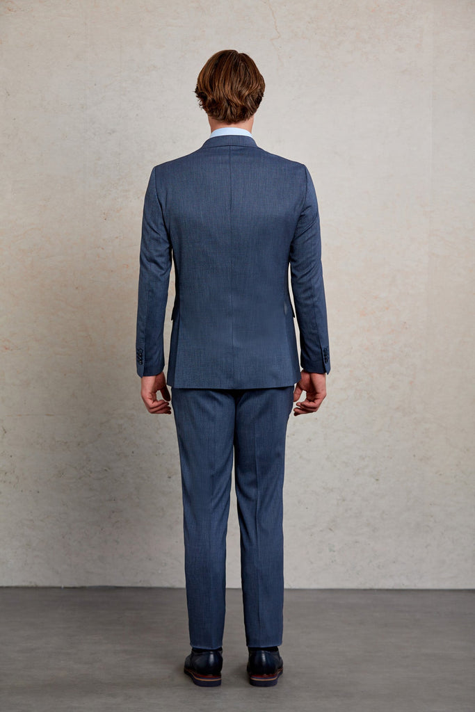 Comfort Fit Notch Lapel Patterned Wool Blend Classic Suit