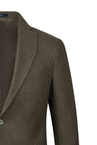 Comfort Fit Notch Lapel Wool Blend Khaki Classic Blazer