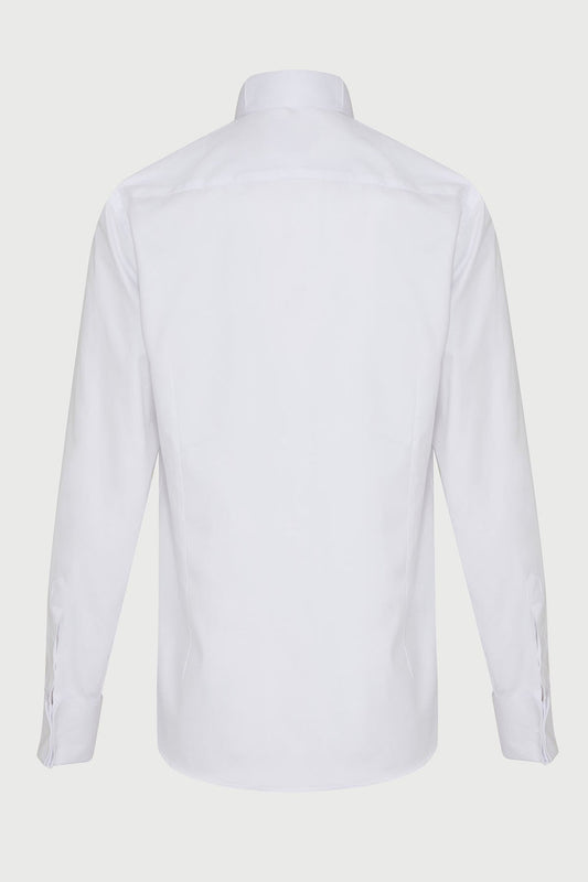 White men’s dress shirt with a crisp, tailored fit and classic button-down collar.
